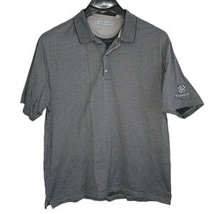 Greg Norman men’s Size XL short sleeve polo golf shirt. Black and‎ beige.